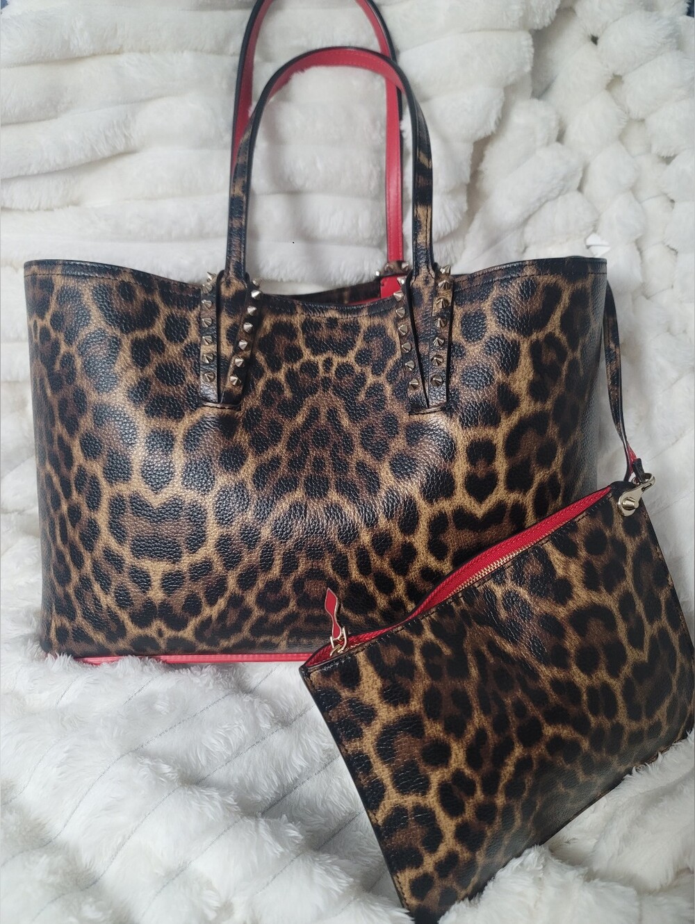 Christian Louboutin Cabata Small Leopard-Print Tote Bag With Pouch  Dustbag - Picture 10 of 16
